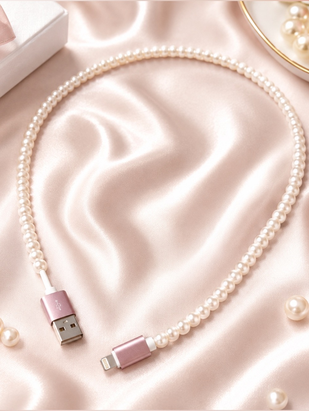 Elegant Pearl USB IPhone Charger Wire